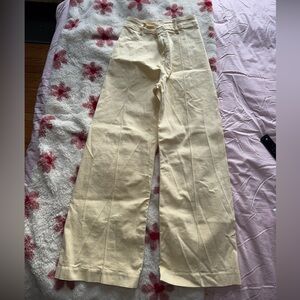 Light yellow Wide-Leg Pants high waist Zara